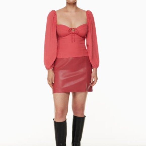 Aritzia Wilfred Rosy Red Novella Blouse In Size Small NWOT - Picture 4 of 15